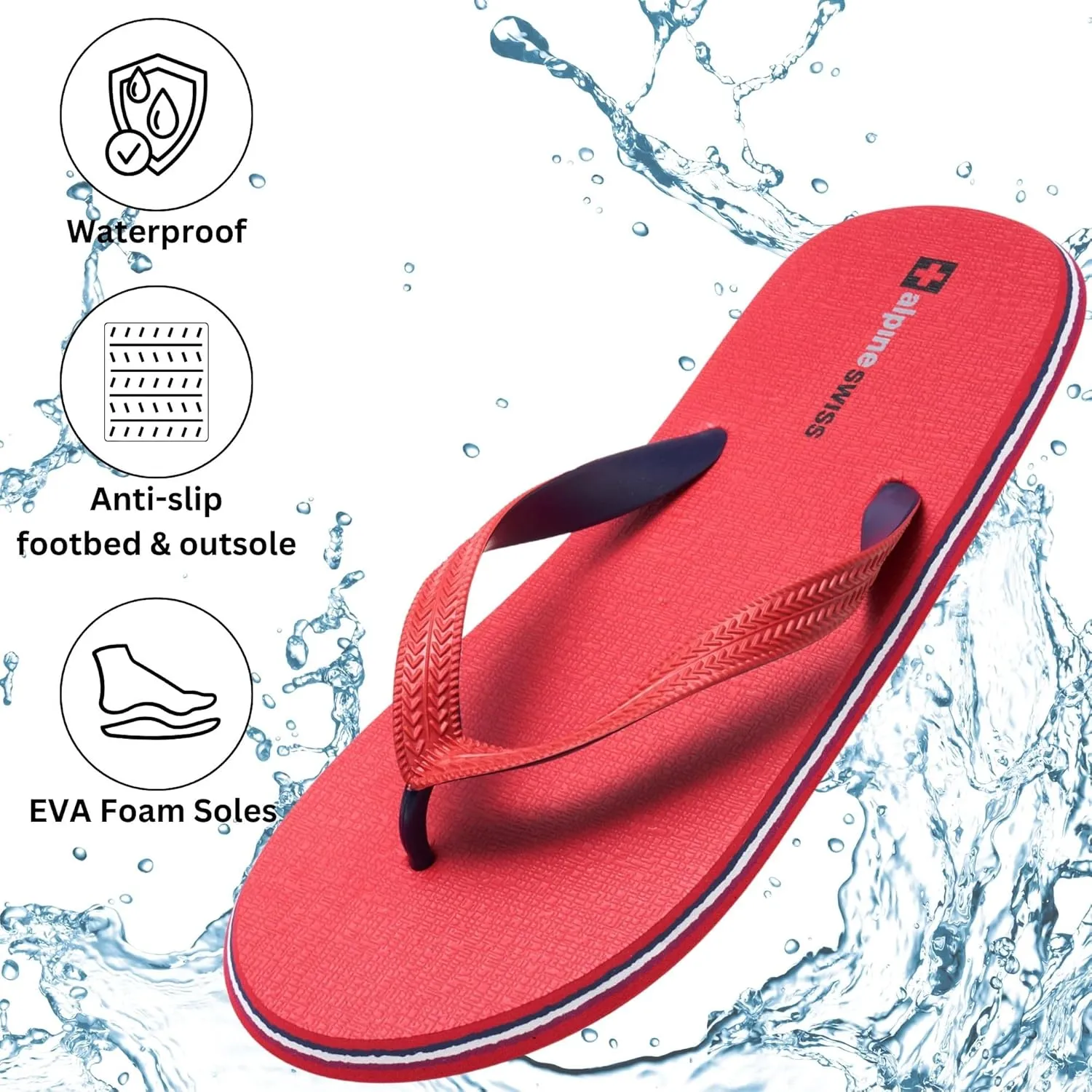 Alpine Swiss Men's Flip Flops | Ultra-light Thin EVA foam Sandals for Beach Pool Everyday Wear | Simple Flexible Flip Flops for Men