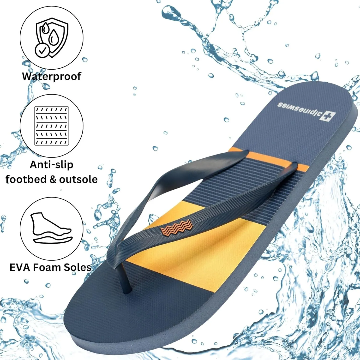 Alpine Swiss Men's Flip Flops | Ultra-light Thin EVA foam Sandals for Beach Pool Everyday Wear | Simple Flexible Flip Flops for Men