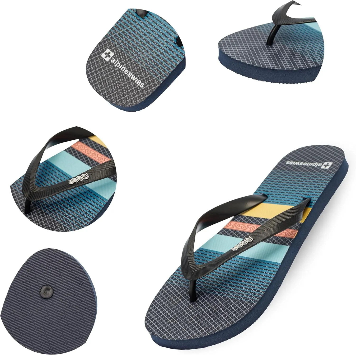 Alpine Swiss Men's Flip Flops | Ultra-light Thin EVA foam Sandals for Beach Pool Everyday Wear | Simple Flexible Flip Flops for Men