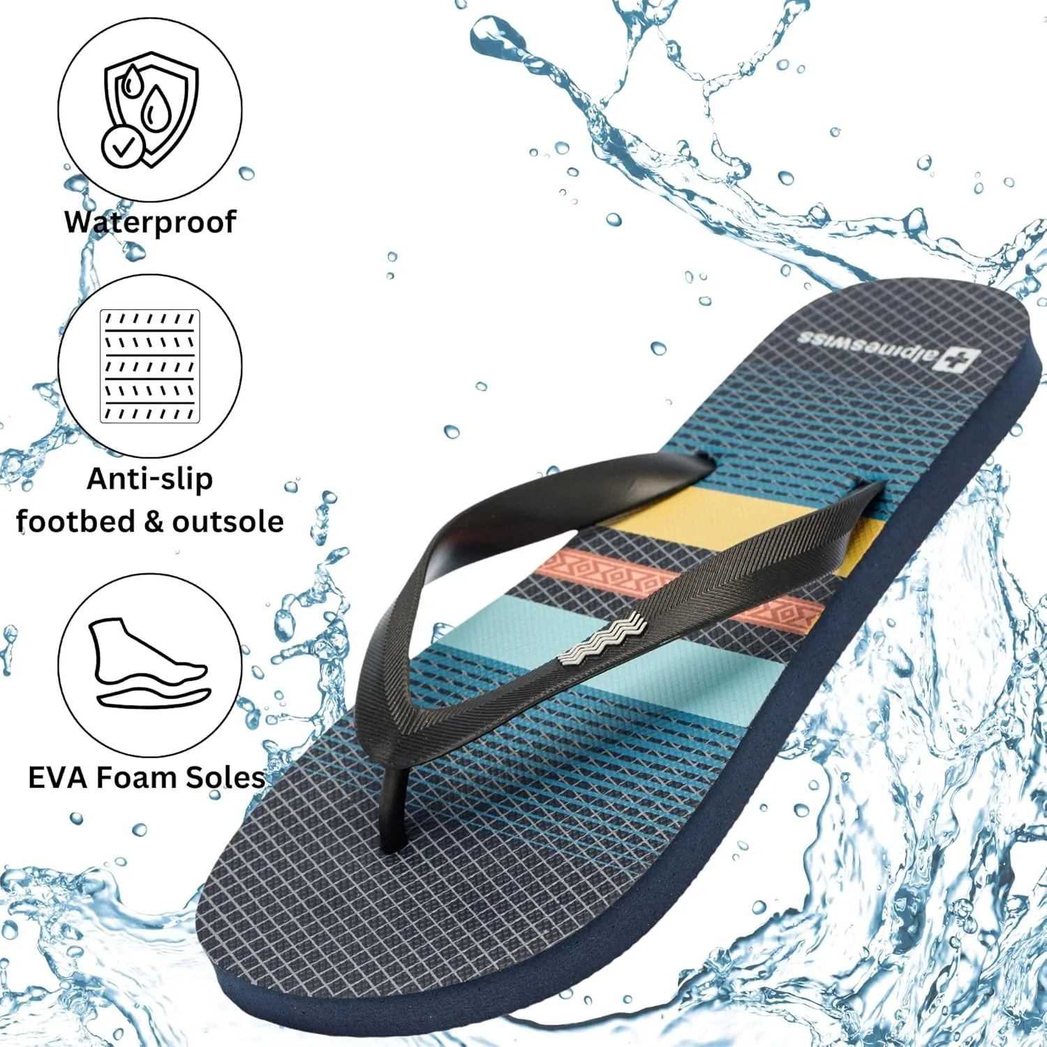 Alpine Swiss Men's Flip Flops | Ultra-light Thin EVA foam Sandals for Beach Pool Everyday Wear | Simple Flexible Flip Flops for Men