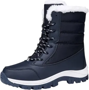 AMDBEL Snow Boots for Women Winter Waterproof Warm Fur Lined Mid Calf Booties Outdoor Anti-Slip Ankle Boots Walking Ski Shoes