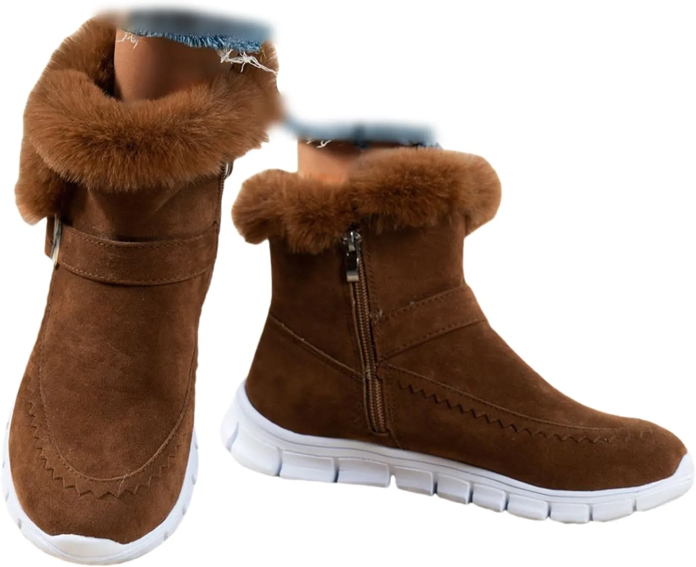 Booties For Women 2024 Snow Winter Warm Ankle Boots Slip On Outdoor Fur Lined Comfort Fashion Casual Loafers Shoes