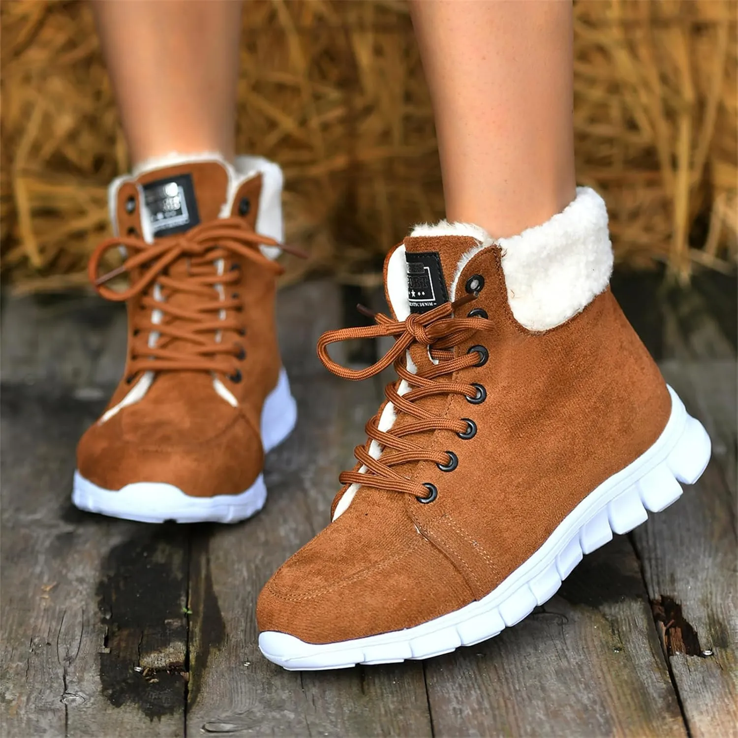 Boots For Women 2024 Ankle Booties High-top Winter Snow Boots Slip on Warm Comfortable Casual Fur Lined Loafers Shoes