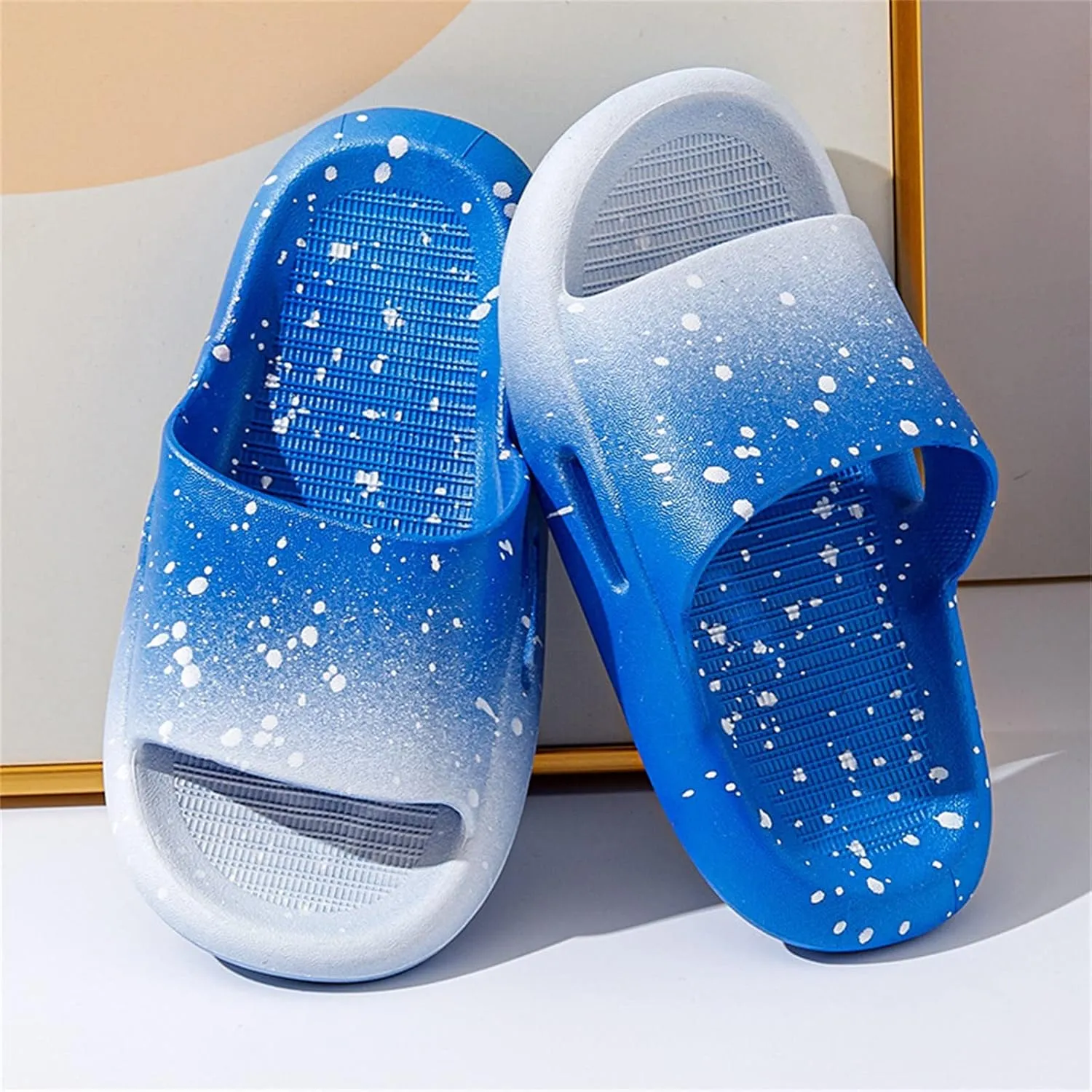 Boys Girls Shower Slides Open Toe Soft Sole Anti-Slip Snowflake Gradient House Shoes 2025 Summer Trendy Slippers