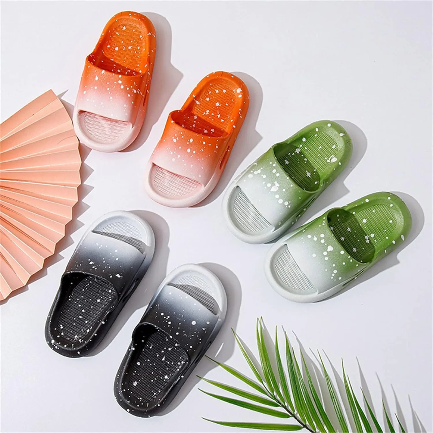 Boys Girls Shower Slides Open Toe Soft Sole Anti-Slip Snowflake Gradient House Shoes 2025 Summer Trendy Slippers