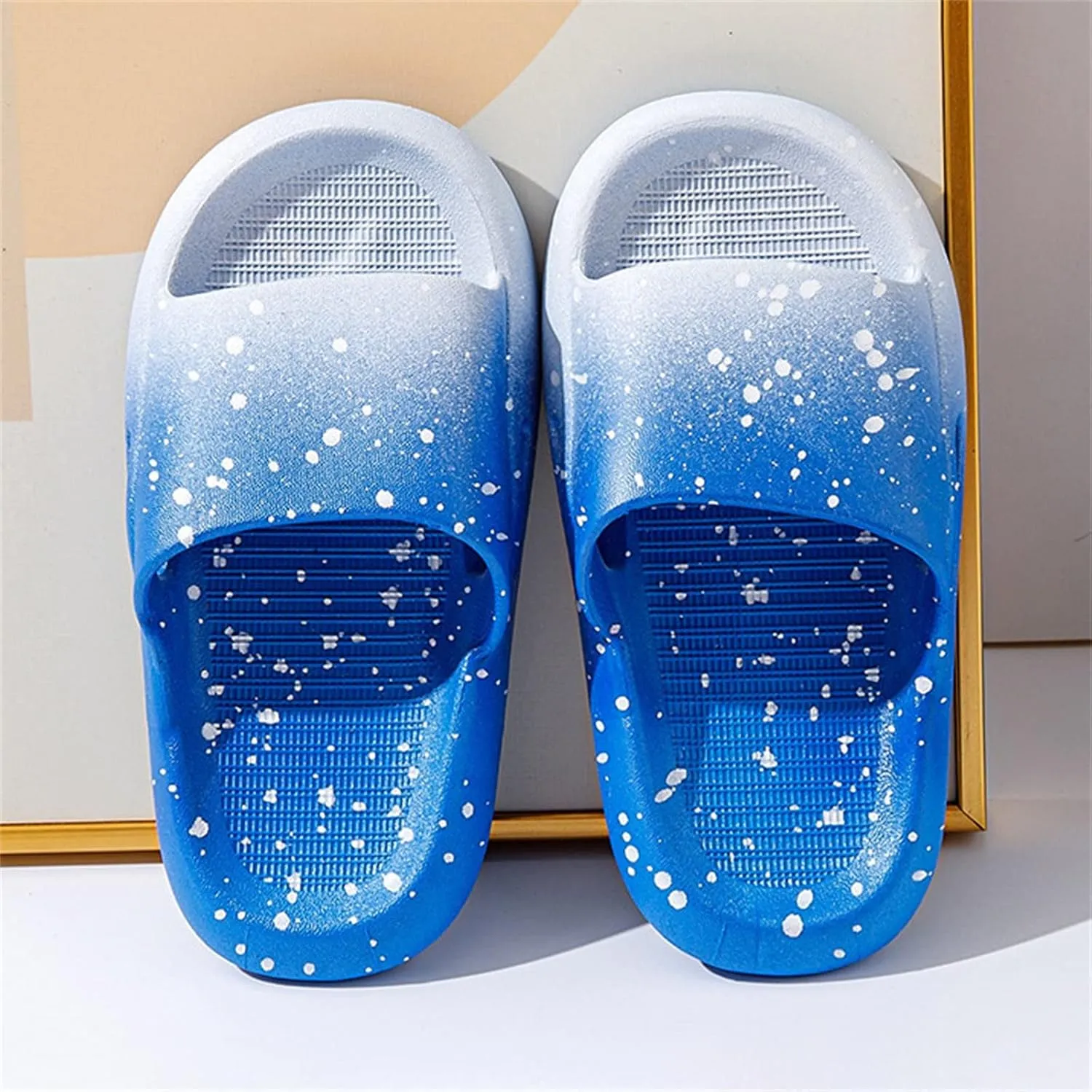 Boys Girls Shower Slides Open Toe Soft Sole Anti-Slip Snowflake Gradient House Shoes 2025 Summer Trendy Slippers