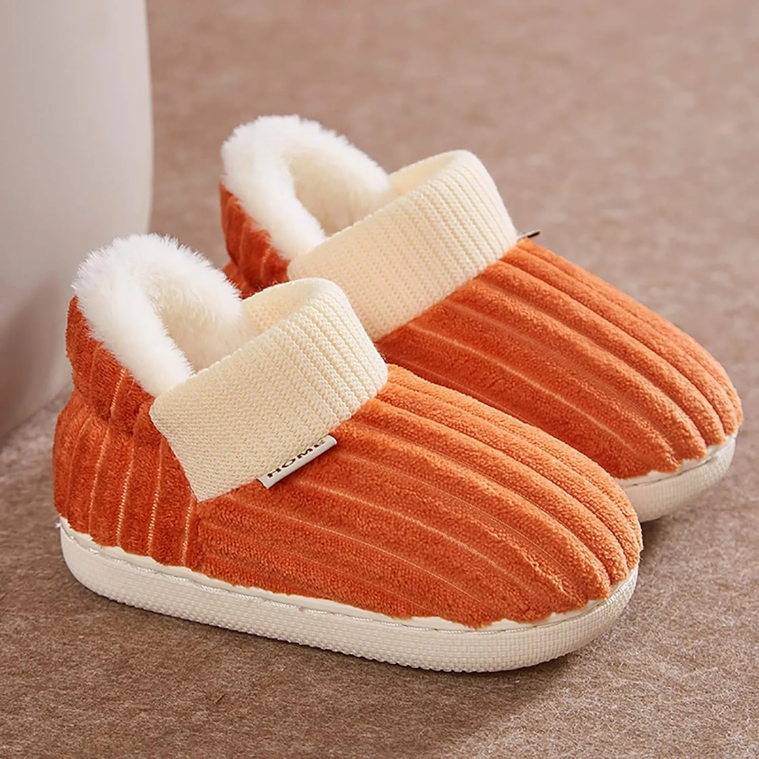 Boy's Girl's Winter House Slippers Kids Indoor Outdoor Warm Plush Cotton Slippers Boots Anti-Slip Bedroom Shoes