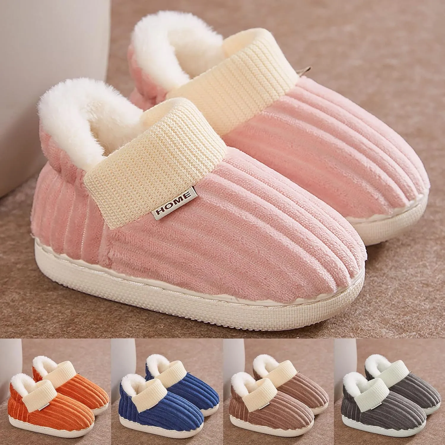 Boy's Girl's Winter House Slippers Kids Indoor Outdoor Warm Plush Cotton Slippers Boots Anti-Slip Bedroom Shoes