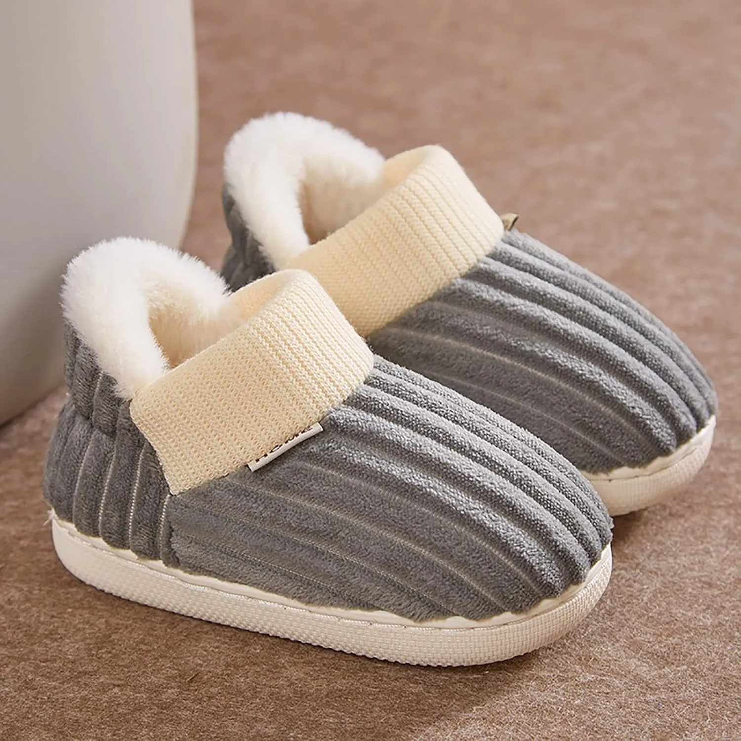 Boy's Girl's Winter House Slippers Kids Indoor Outdoor Warm Plush Cotton Slippers Boots Anti-Slip Bedroom Shoes