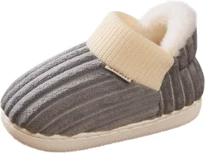 Boy's Girl's Winter House Slippers Kids Indoor Outdoor Warm Plush Cotton Slippers Boots Anti-Slip Bedroom Shoes