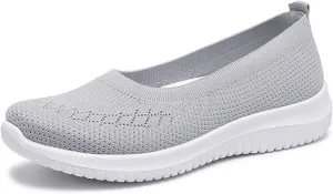 Buhelyc Women Mesh Low Top Knit Shoes Breathable Slip Walking Loafers Flexible Casual Easy Shoes for Summer