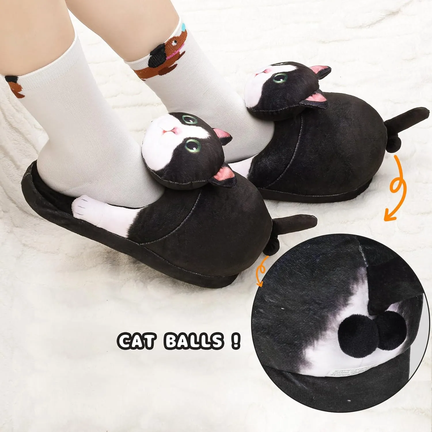 Cat Slippers for Women, Cute Fuzzy Animal Slippers For Indoor and Outdoor, Comfy Non-Slip Memory Foam Sole, Funny Cat Lover Gifts for Women