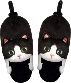 Cat Slippers for Women, Cute Fuzzy Animal Slippers For Indoor and Outdoor, Comfy Non-Slip Memory Foam Sole, Funny Cat Lover Gifts for Women