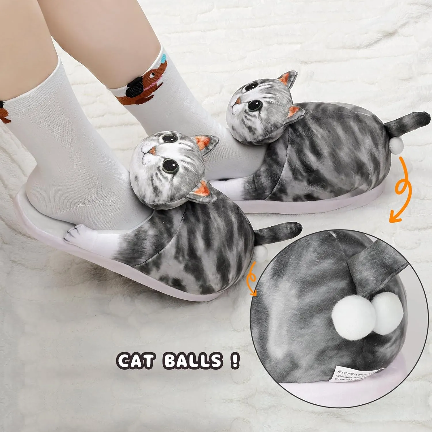 Cat Slippers for Women, Cute Fuzzy Animal Slippers For Indoor and Outdoor, Comfy Non-Slip Memory Foam Sole, Funny Cat Lover Gifts for Women