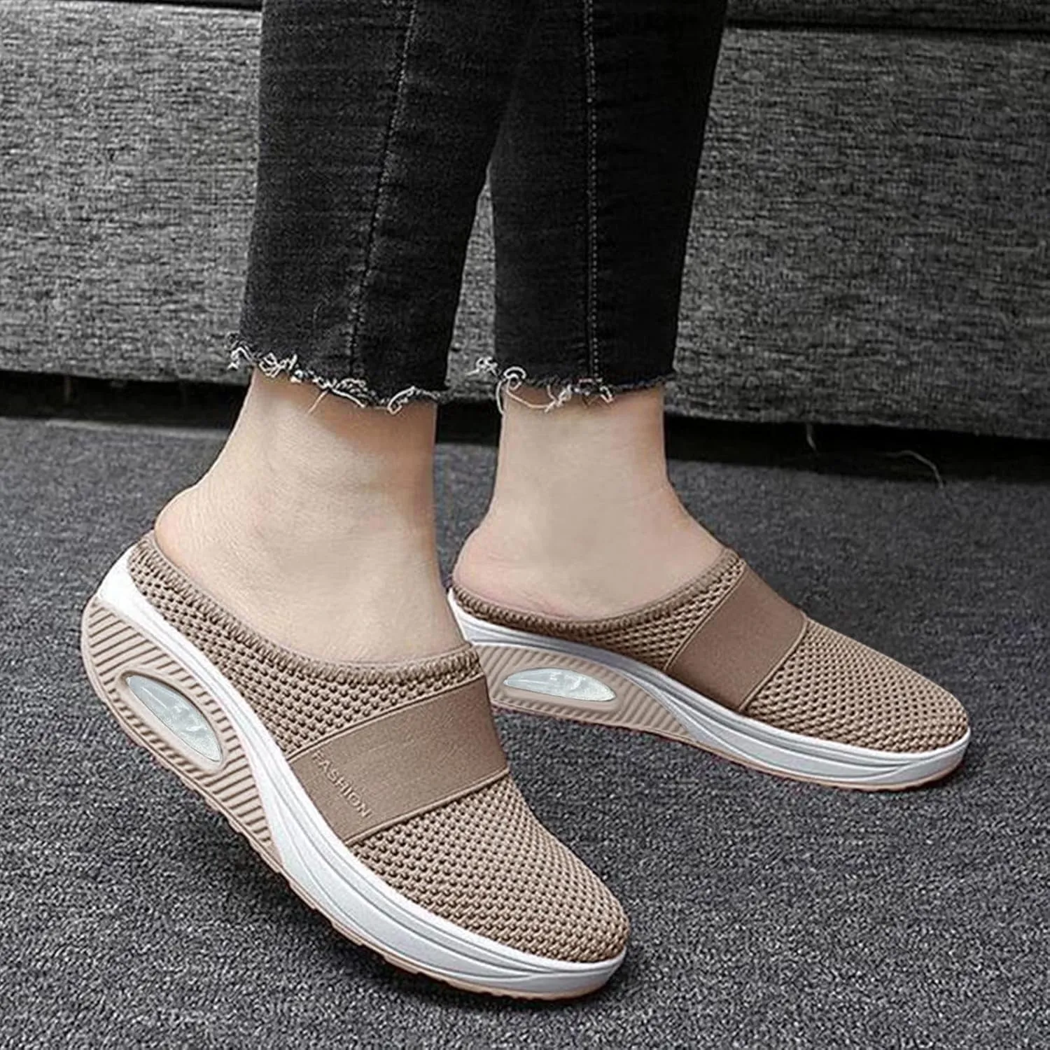 Cathalem Mules for Women 2024 Backless Walking Sneakers Summer Slip-On Mule Shoes Mesh Air Cushion Orthopedic Diabetic Shoes