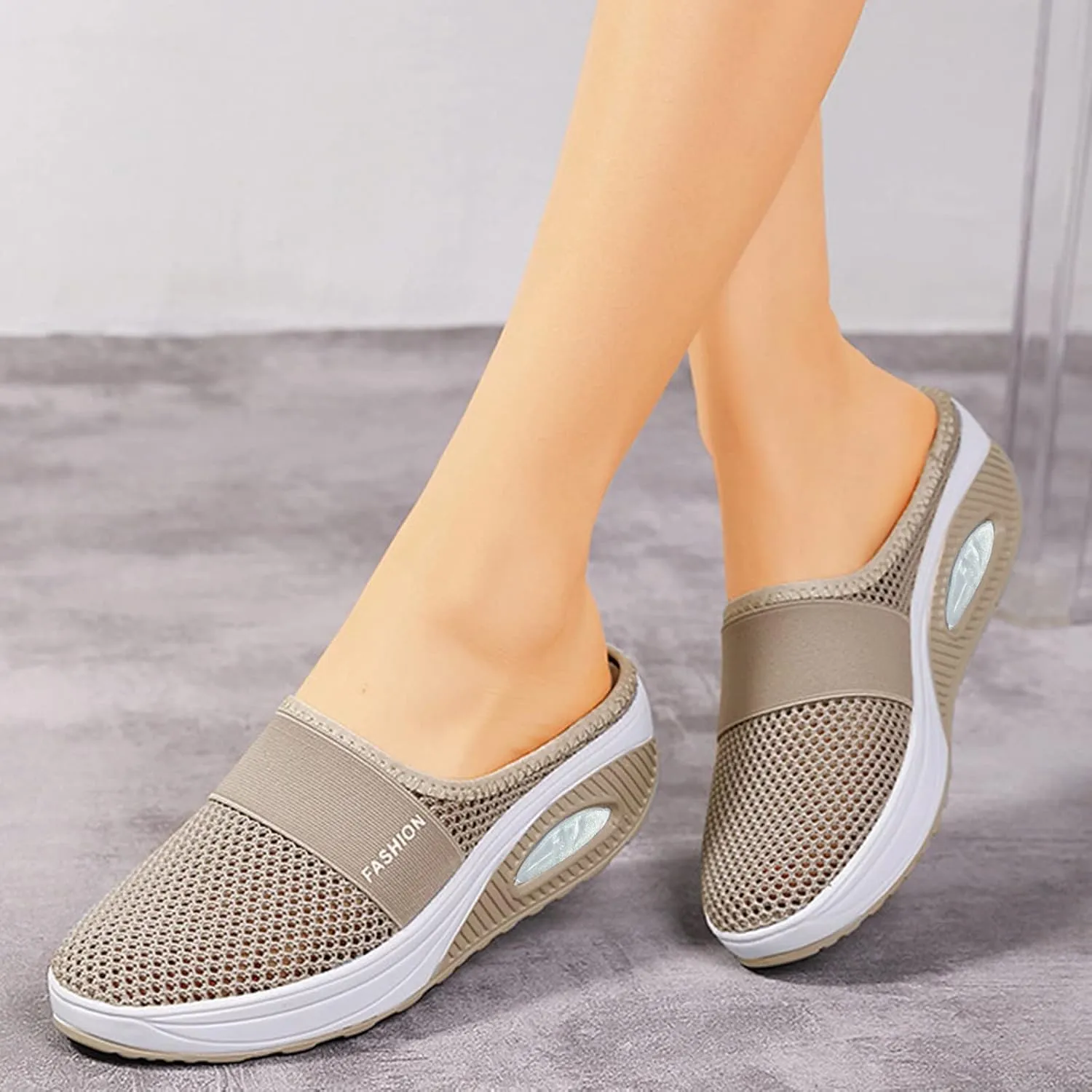 Cathalem Mules for Women 2024 Backless Walking Sneakers Summer Slip-On Mule Shoes Mesh Air Cushion Orthopedic Diabetic Shoes