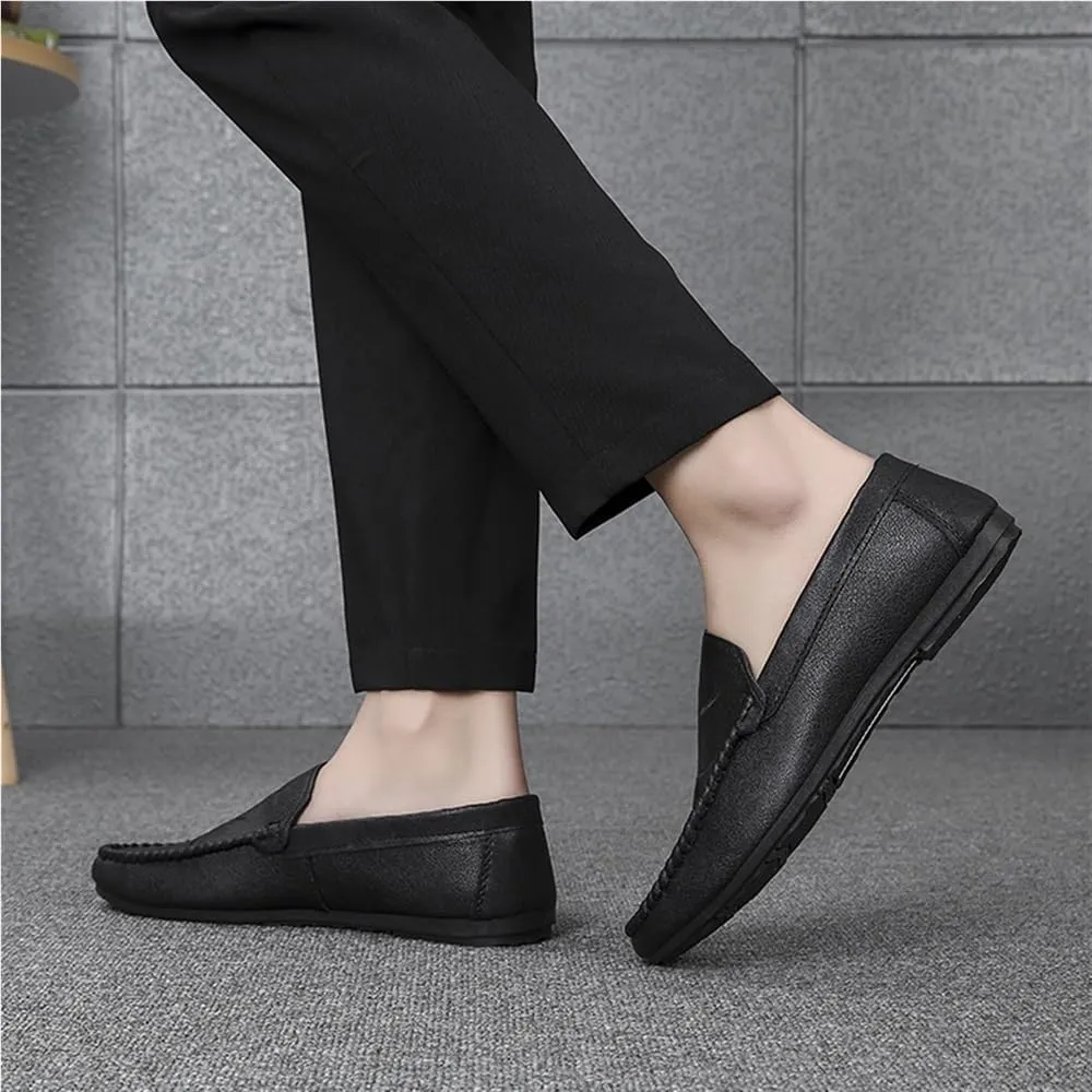 Comfortable Flexible Anti-Slip Casual Slip On Mens Loafers Simple Moccasins Leather Shoes