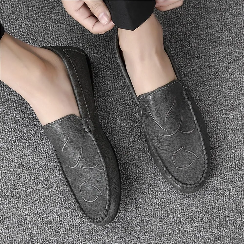 Comfortable Flexible Anti-Slip Casual Slip On Mens Loafers Simple Moccasins Leather Shoes