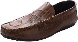 Comfortable Flexible Anti-Slip Casual Slip On Mens Loafers Simple Moccasins Leather Shoes