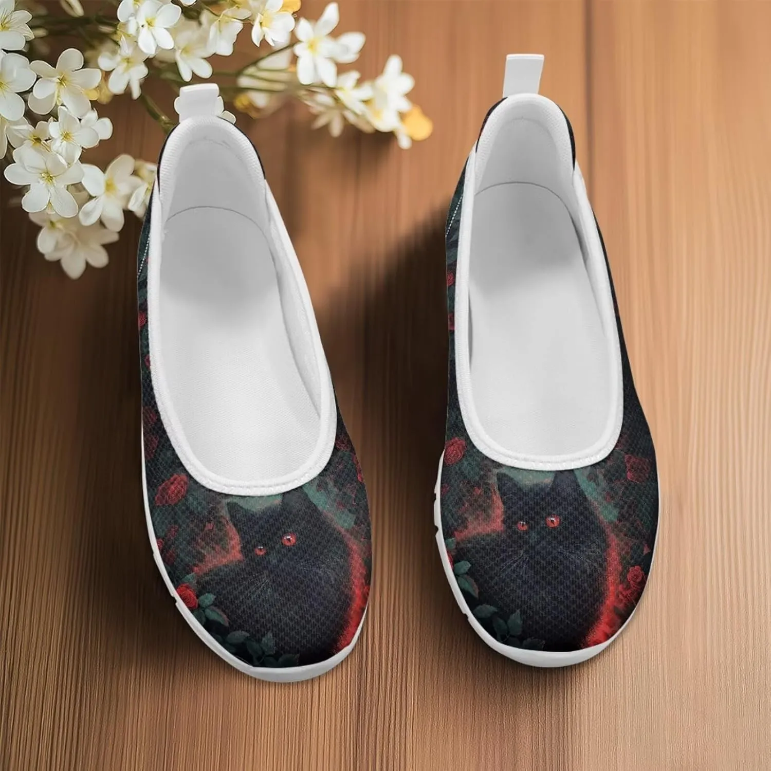 Creative Fashion Animals Prints Walking Shoes Women Fit Comfort Lightweight Ballet Flats Round Toe Classic Platform Loafers Everyday Wear