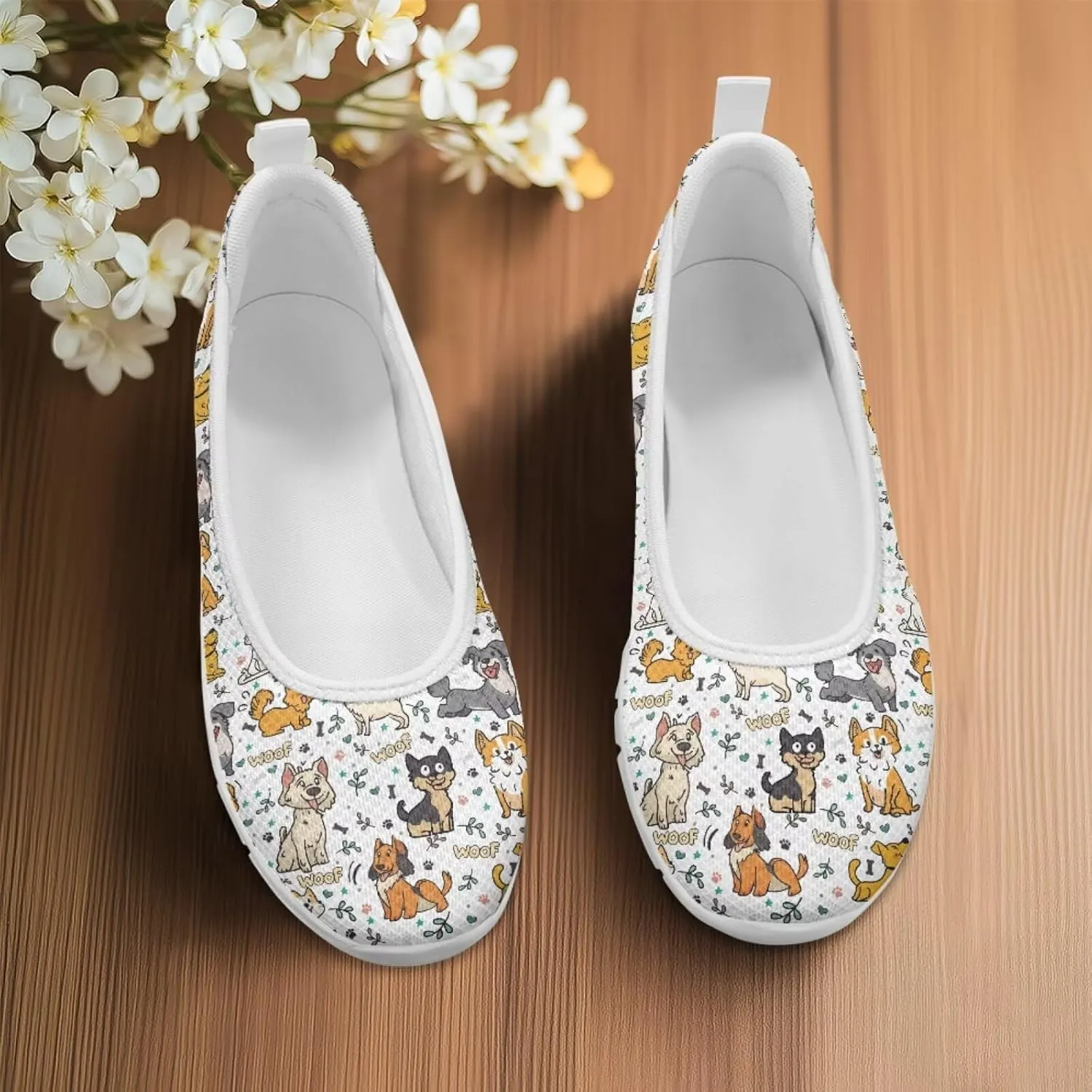 Creative Fashion Animals Prints Walking Shoes Women Fit Comfort Lightweight Ballet Flats Round Toe Classic Platform Loafers Everyday Wear
