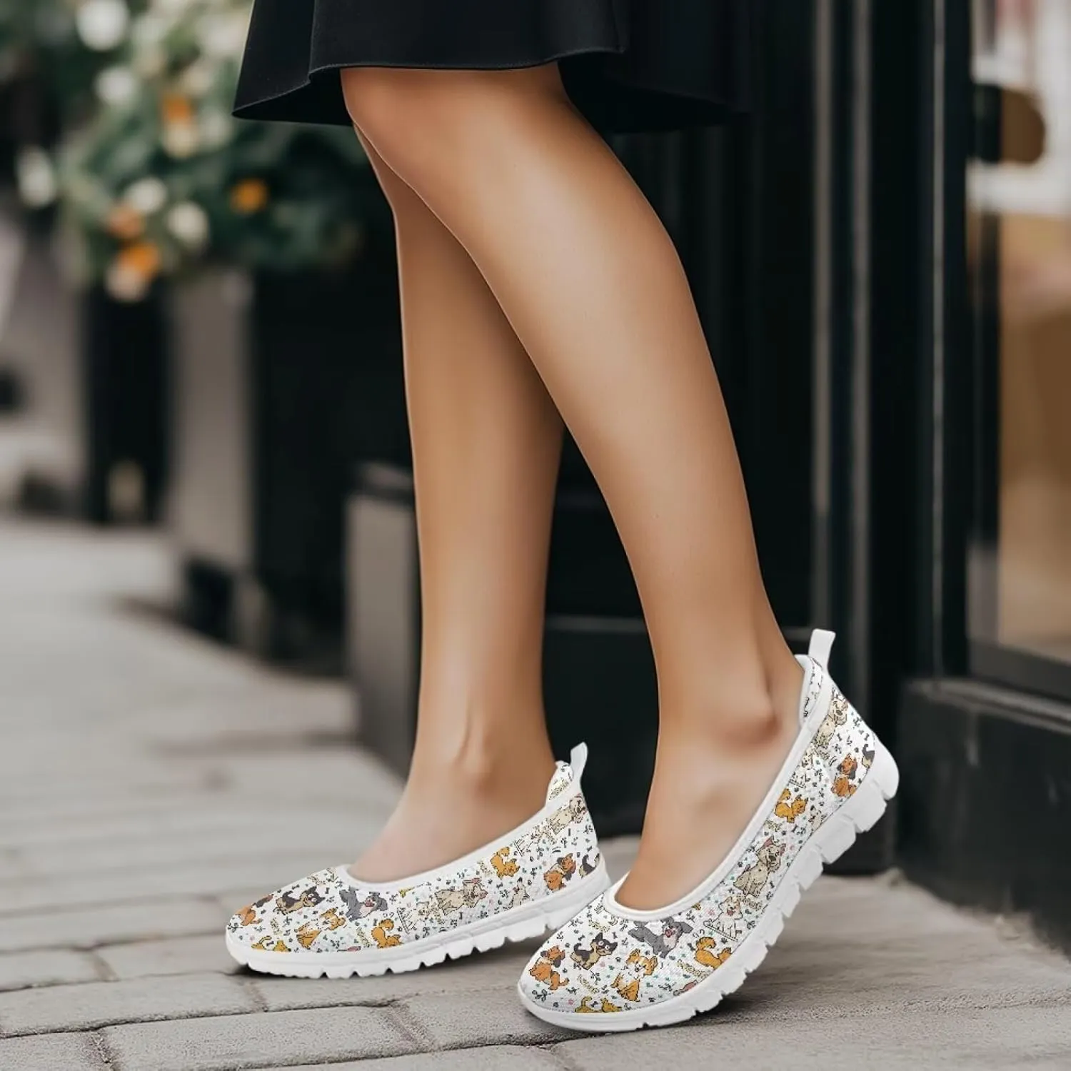 Creative Fashion Animals Prints Walking Shoes Women Fit Comfort Lightweight Ballet Flats Round Toe Classic Platform Loafers Everyday Wear