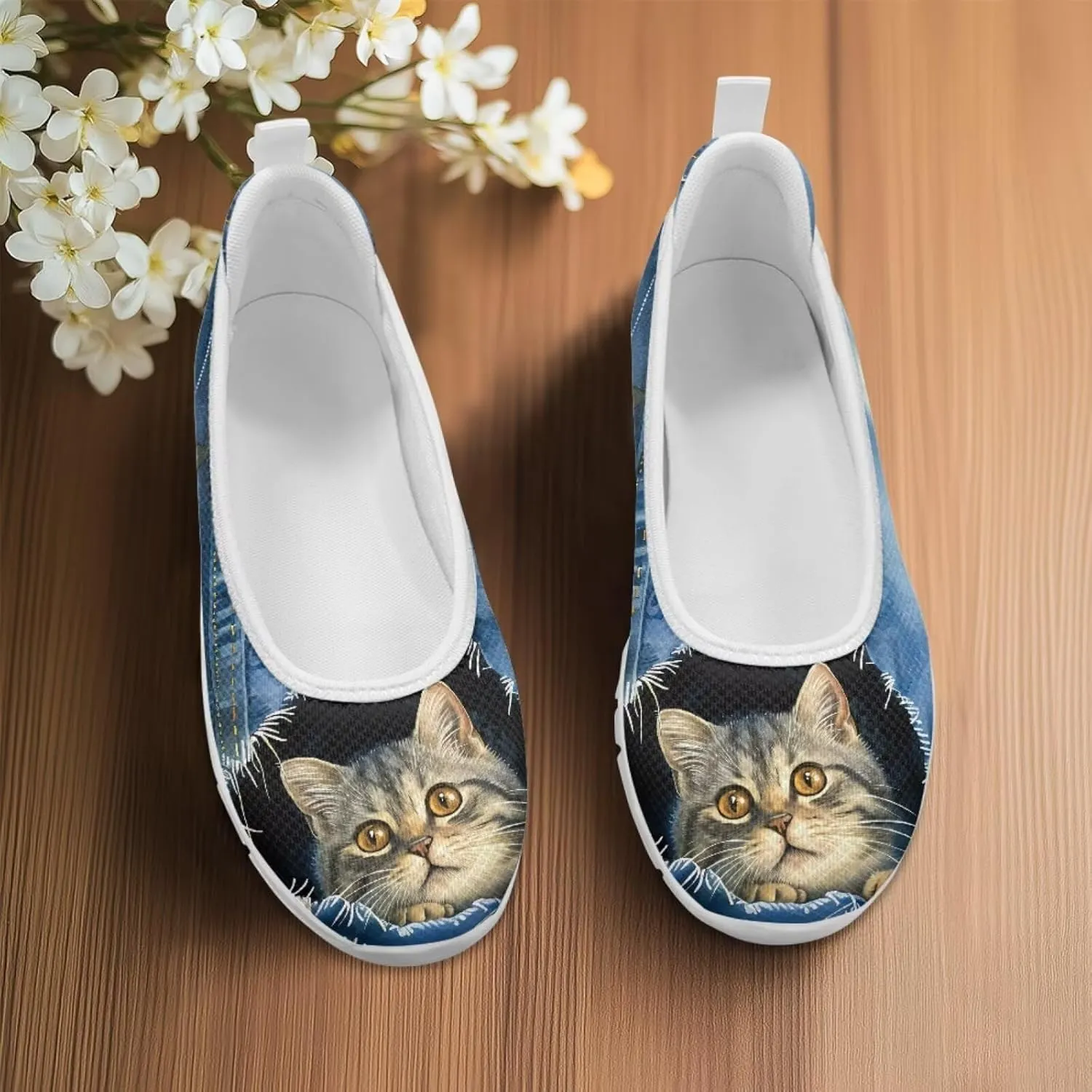 Creative Fashion Animals Prints Walking Shoes Women Fit Comfort Lightweight Ballet Flats Round Toe Classic Platform Loafers Everyday Wear