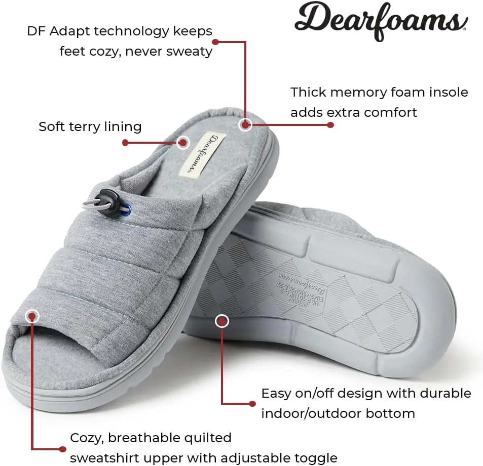Dearfoams Men's Adrian Quilted Memory Foam Sweatshirt Slide Slipper