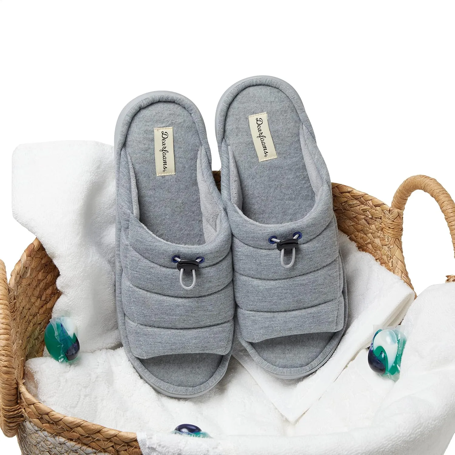 Dearfoams Men's Adrian Quilted Memory Foam Sweatshirt Slide Slipper