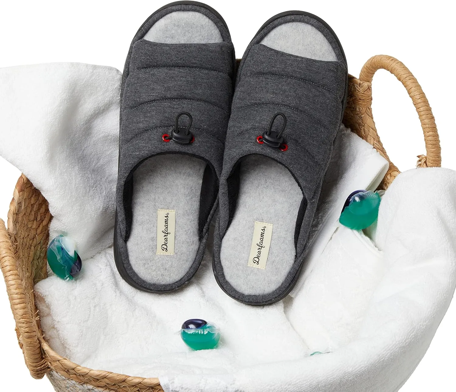 Dearfoams Men's Adrian Quilted Memory Foam Sweatshirt Slide Slipper