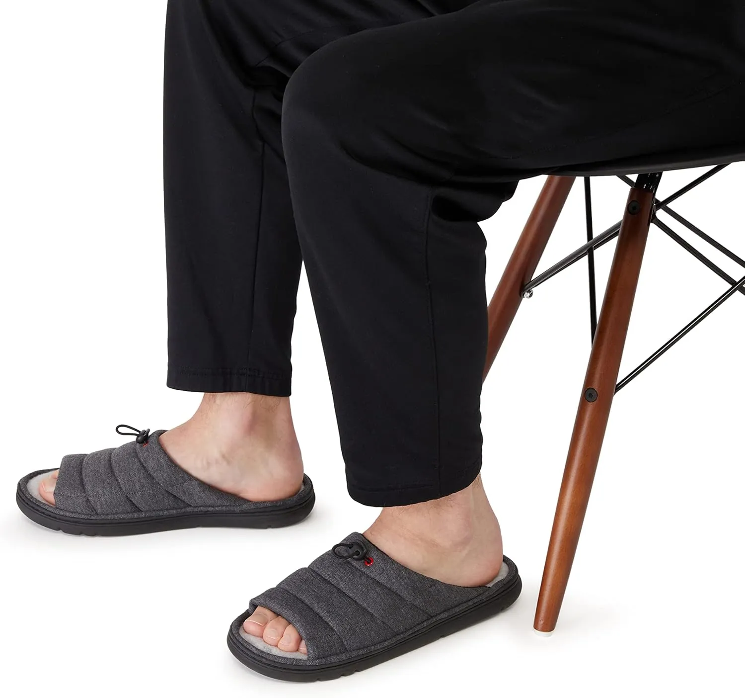 Dearfoams Men's Adrian Quilted Memory Foam Sweatshirt Slide Slipper