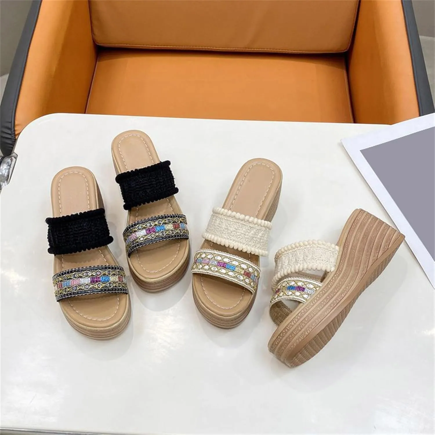 Dressy Wedge Sandals for Women Boho Fashion Summer Shoes Open Toe Low Heel Non Slip Espadrilles Wedges Shoes for Beach