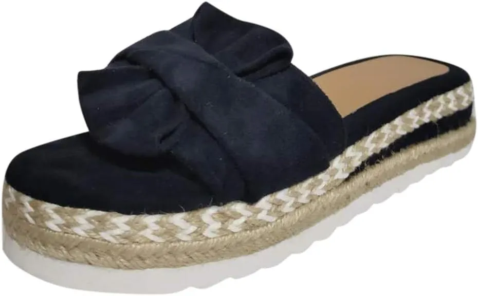 Eduavar Sandals Women Dressy Summer, Sandals Women Bow Toe Wedge Platforms Sandals Dressy Summer Comfy Slip On Sandals