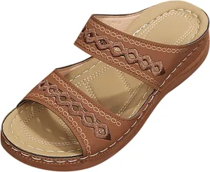Eduavar Womens Wedge Sandals, Orthopedic Sandals for Women Retro Sandals Open Toe Anti-Slip Comfy Walking Sandals
