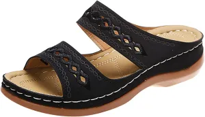 Eduavar Womens Wedge Sandals, Orthopedic Sandals for Women Retro Sandals Open Toe Anti-Slip Comfy Walking Sandals