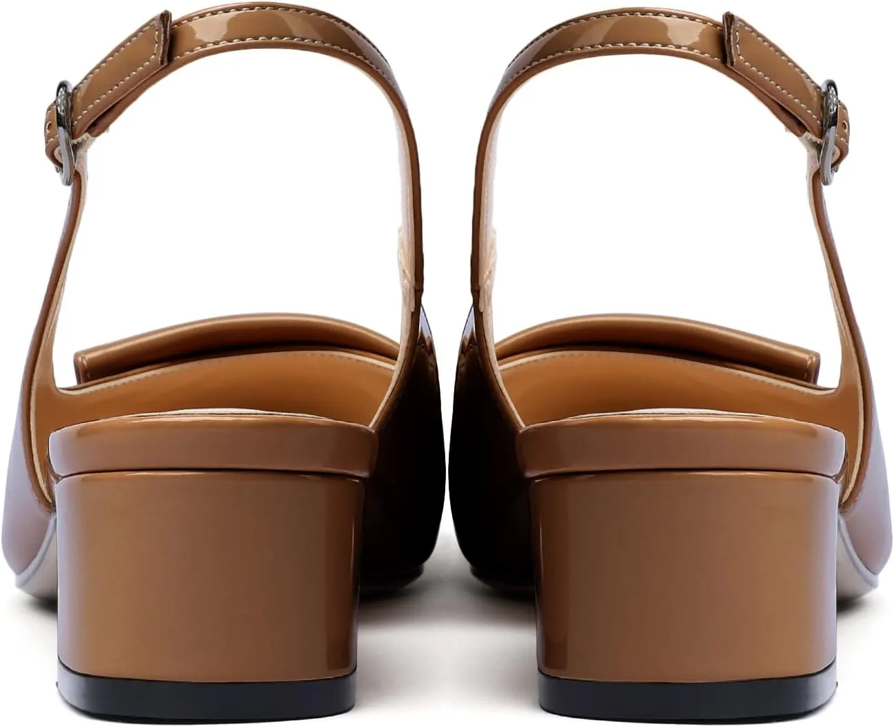 Eldof Women's Slingback Block Heels, Pointed Toe Chunky Low Heel Pumps, Classic Bow Heels Dress Shoes for Ladies Office Wedding Work Evening