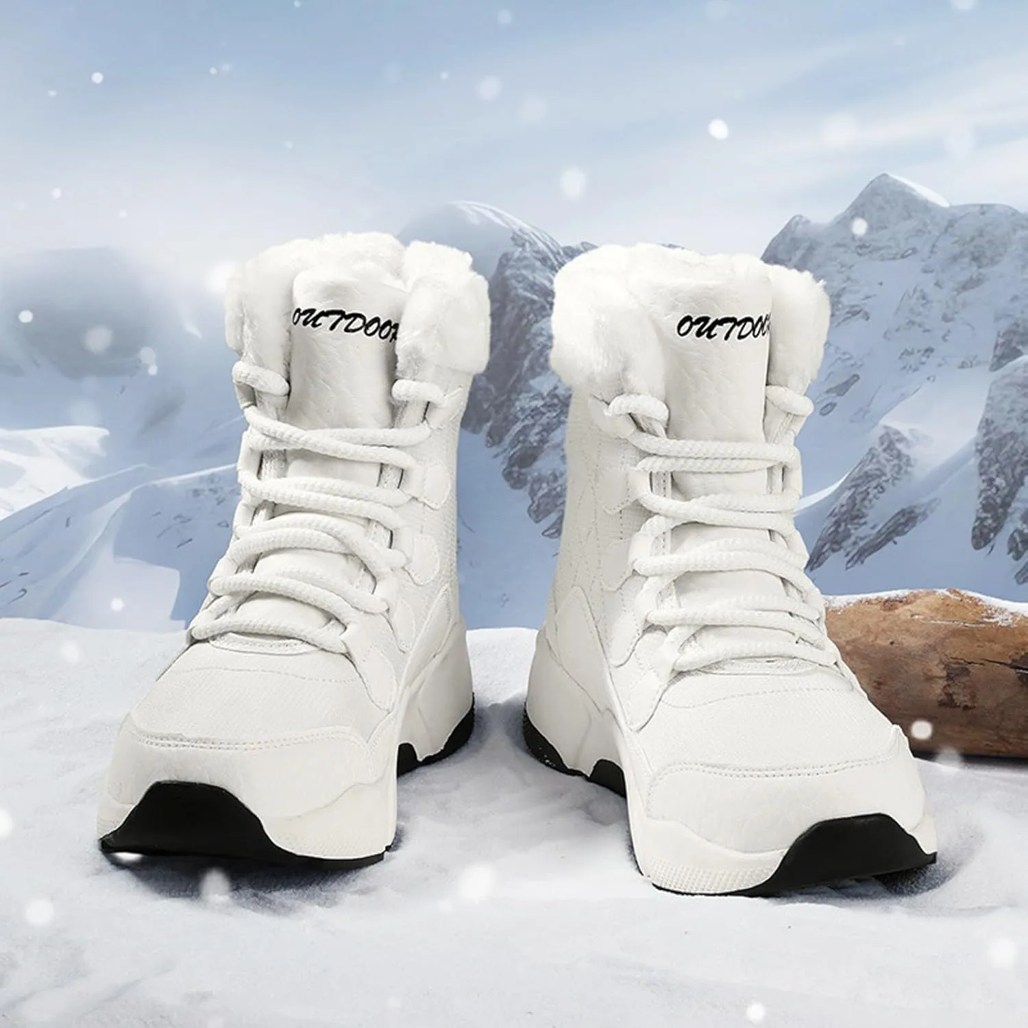Fashionable And Versatile Women's And Warm Mid Calf Snow Boots Wide Hiking Boots Women