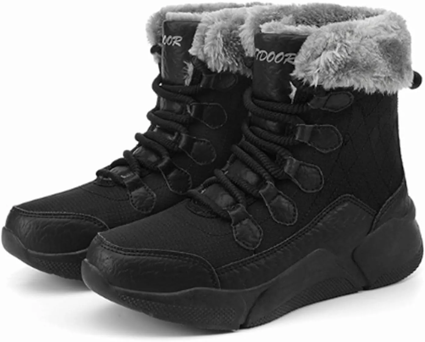 Fashionable And Versatile Women's And Warm Mid Calf Snow Boots Wide Hiking Boots Women
