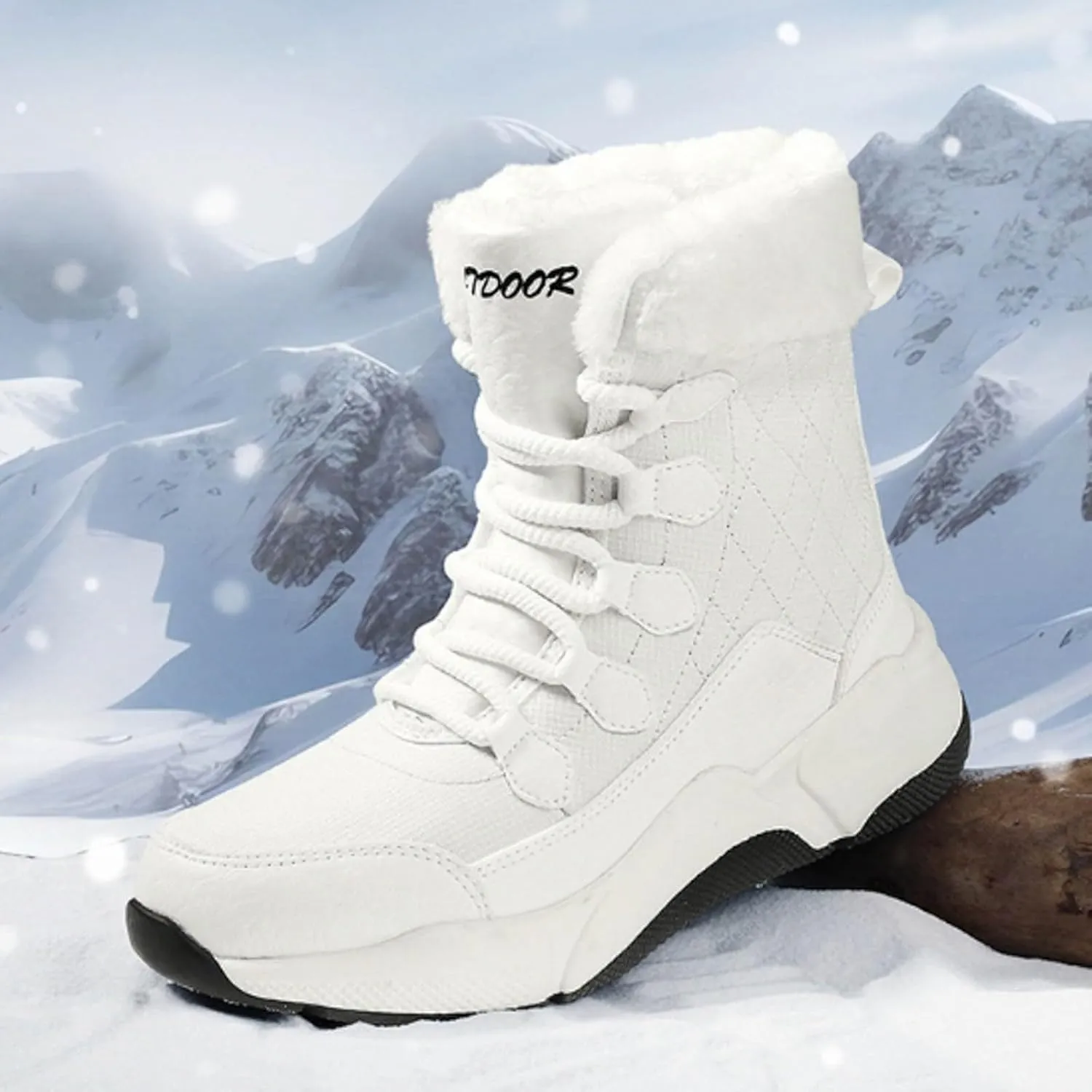 Fashionable And Versatile Women's And Warm Mid Calf Snow Boots Wide Hiking Boots Women