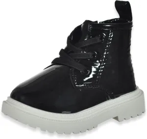 First Steps Baby Girls' Patent Leather Combat Boots
