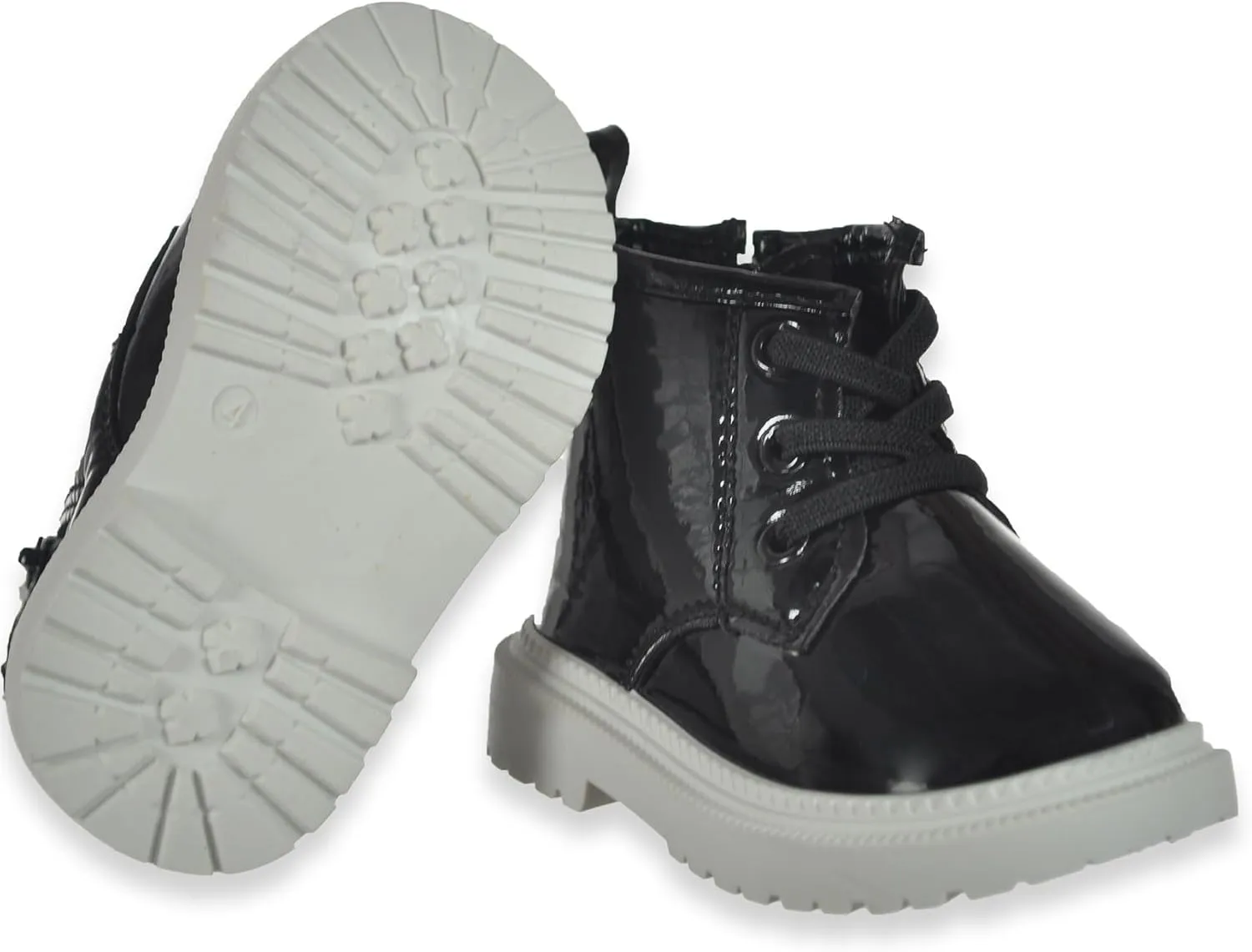 First Steps Baby Girls' Patent Leather Combat Boots