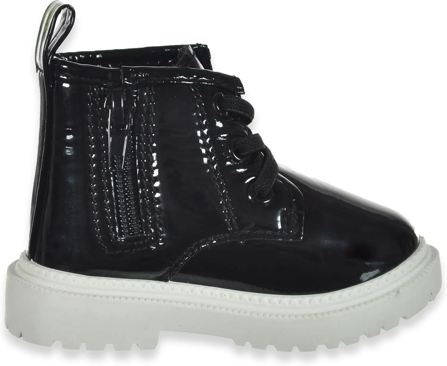 First Steps Baby Girls' Patent Leather Combat Boots