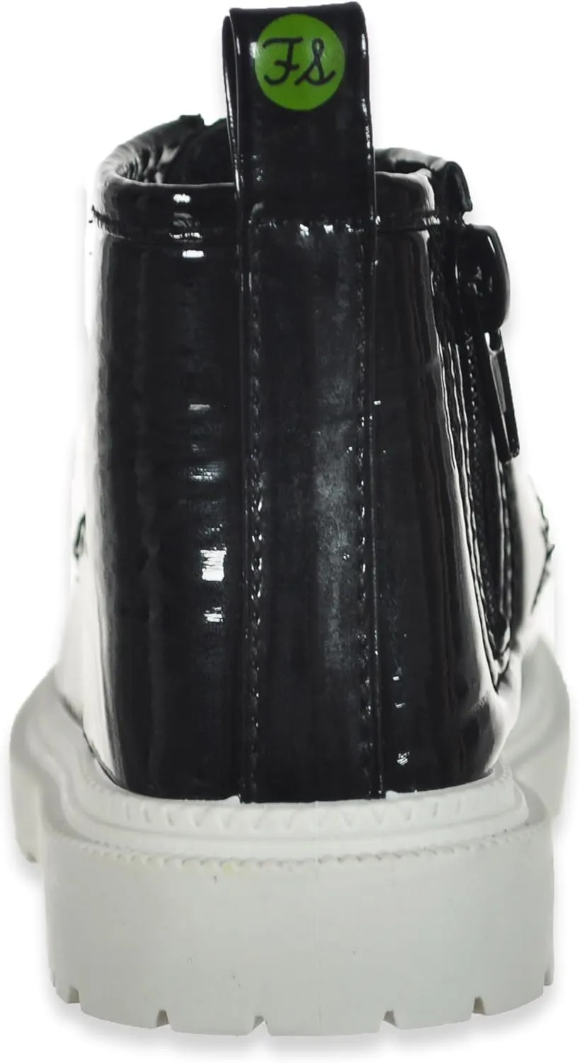 First Steps Baby Girls' Patent Leather Combat Boots