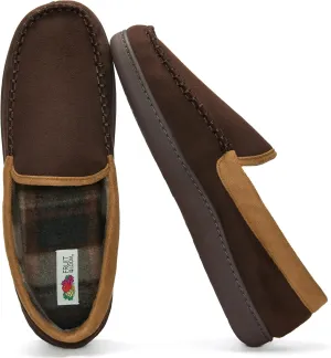 Fruit of the Loom Moccasin Slippers For Men, Memory Foam Sole, Indoor Outdoor
