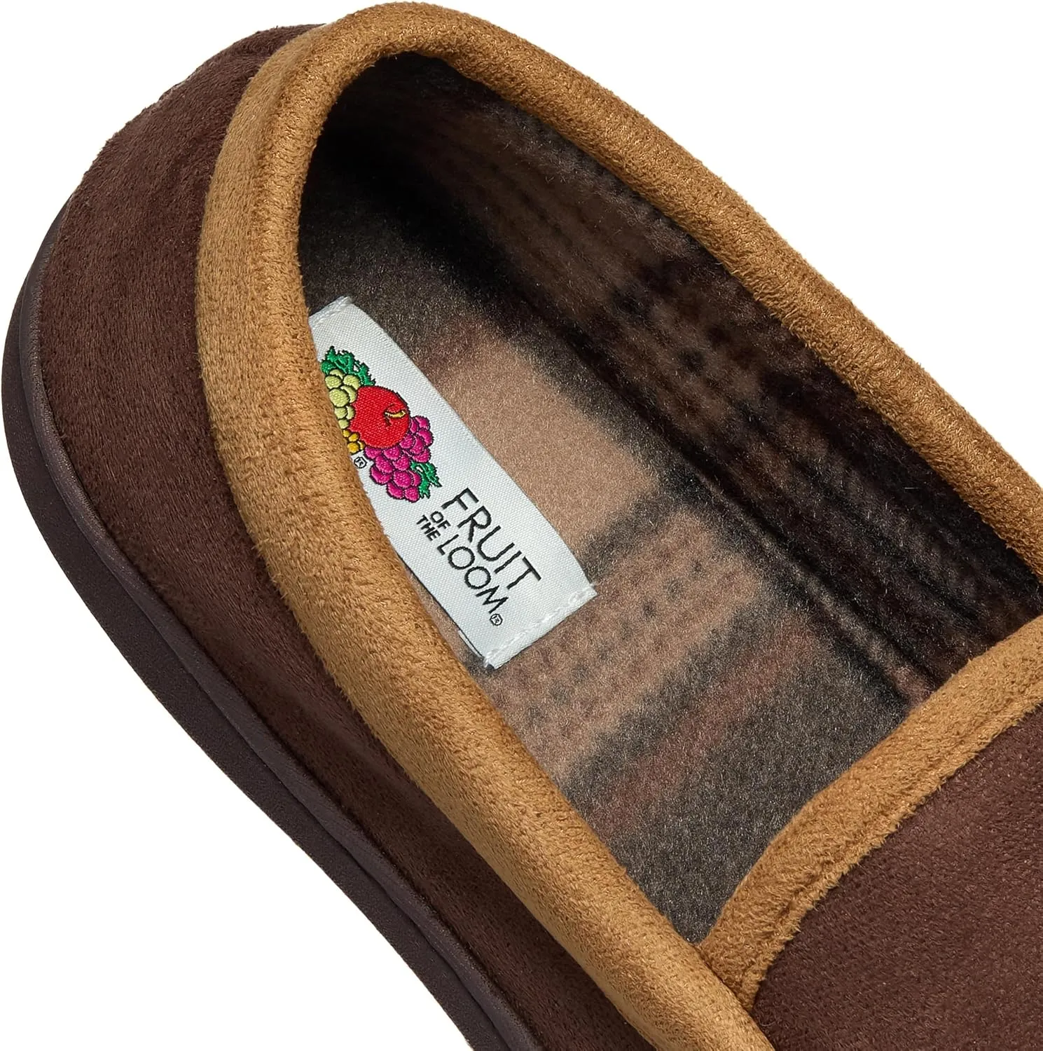 Fruit of the Loom Moccasin Slippers For Men, Memory Foam Sole, Indoor Outdoor
