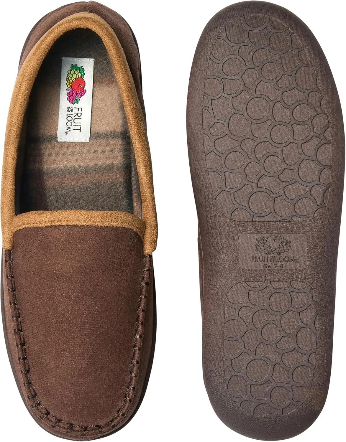 Fruit of the Loom Moccasin Slippers For Men, Memory Foam Sole, Indoor Outdoor