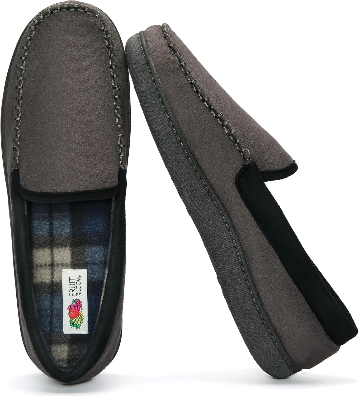 Fruit of the Loom Moccasin Slippers For Men, Memory Foam Sole, Indoor Outdoor