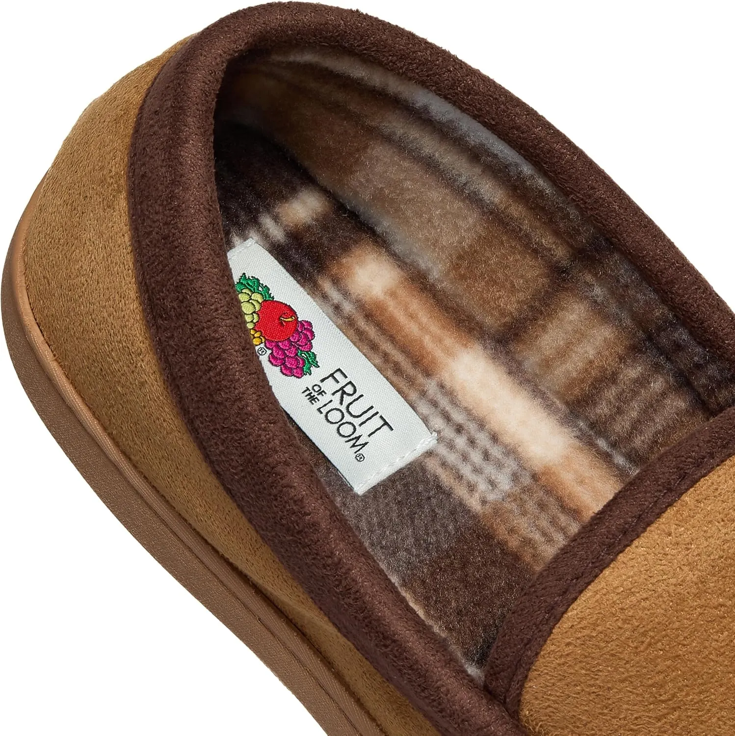 Fruit of the Loom Moccasin Slippers For Men, Memory Foam Sole, Indoor Outdoor