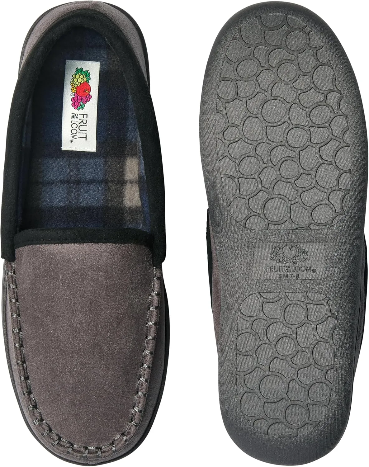 Fruit of the Loom Moccasin Slippers For Men, Memory Foam Sole, Indoor Outdoor