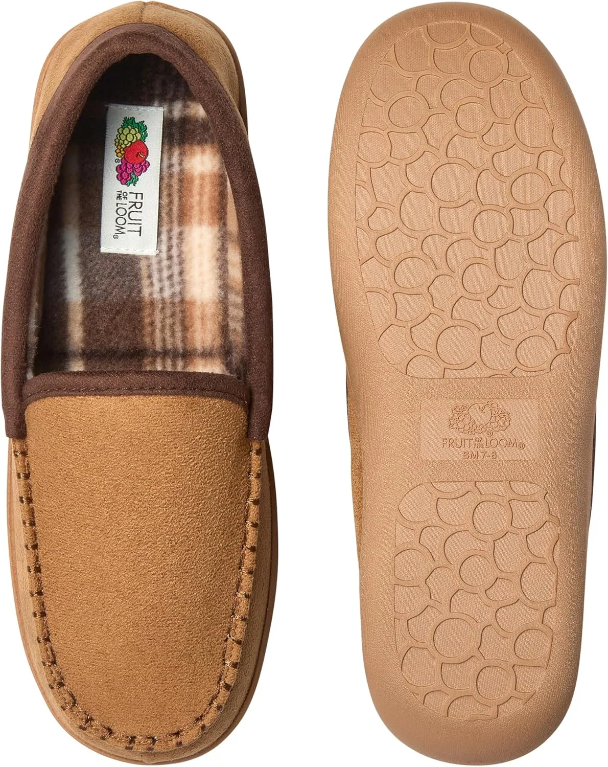 Fruit of the Loom Moccasin Slippers For Men, Memory Foam Sole, Indoor Outdoor